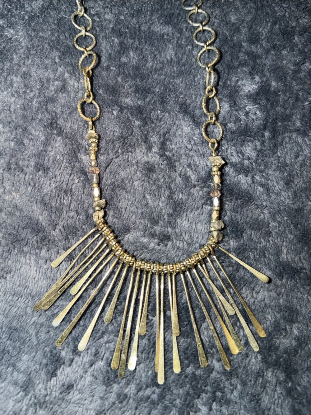 Gold Statement Fringe Pendant Necklace